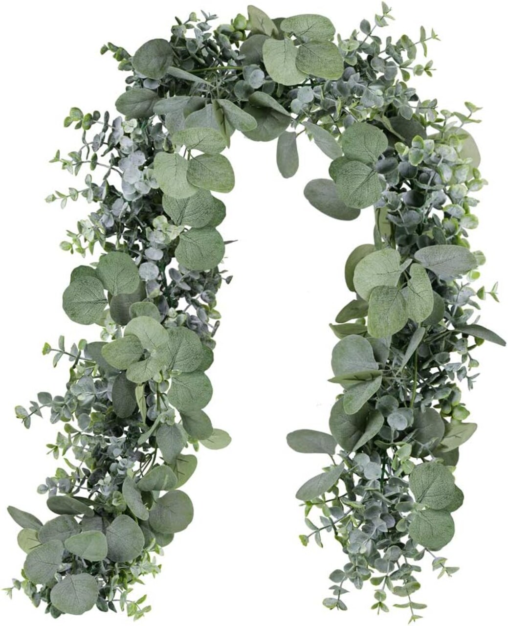 5.9' Long Faux Silver Dollar Eucalyptus Leaves Greenery Garland – Artificial Wedding Arch Swag, Backdrop, Doorways, Table Runner, Indoor & Outdoor Decor (Grey-Green)